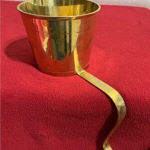 Vintage Brass Fireplace Coal / Ash Scoop Ladle with Hook Handle 4” Cup, 7” Long